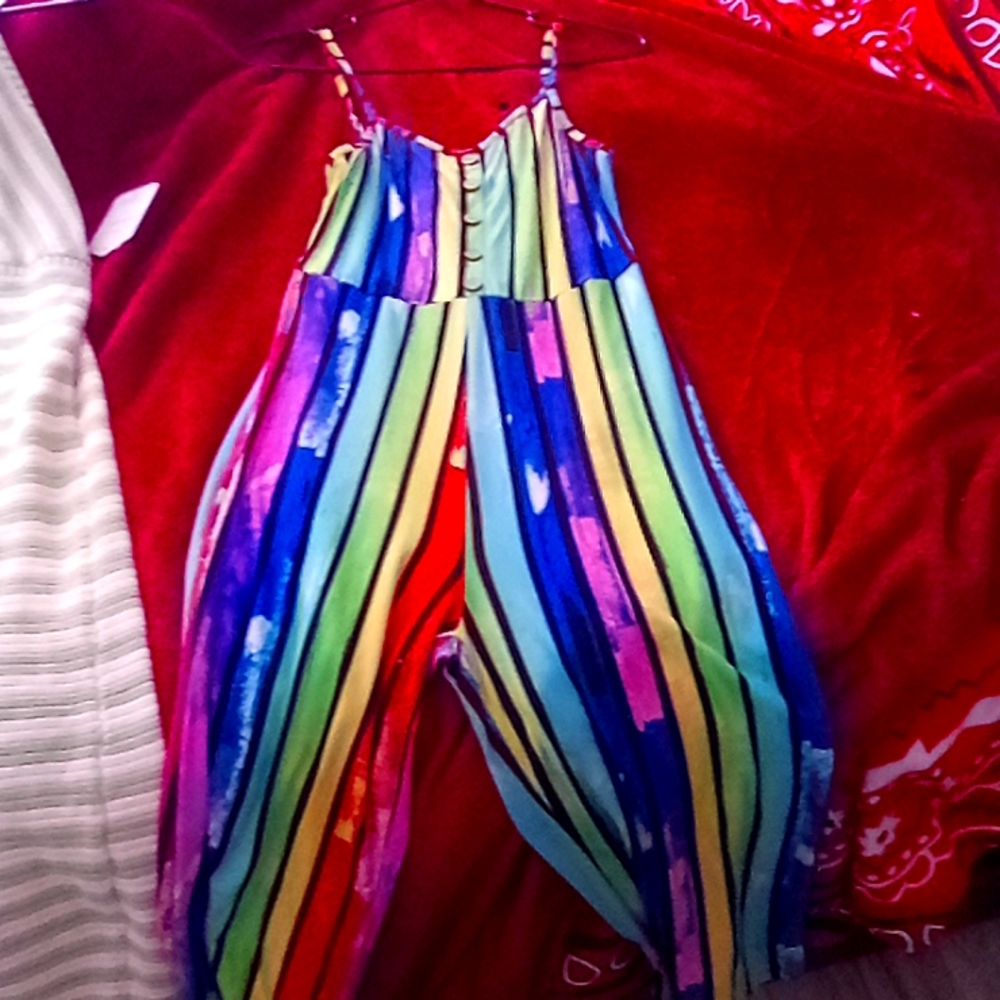 Rainbow pants romper